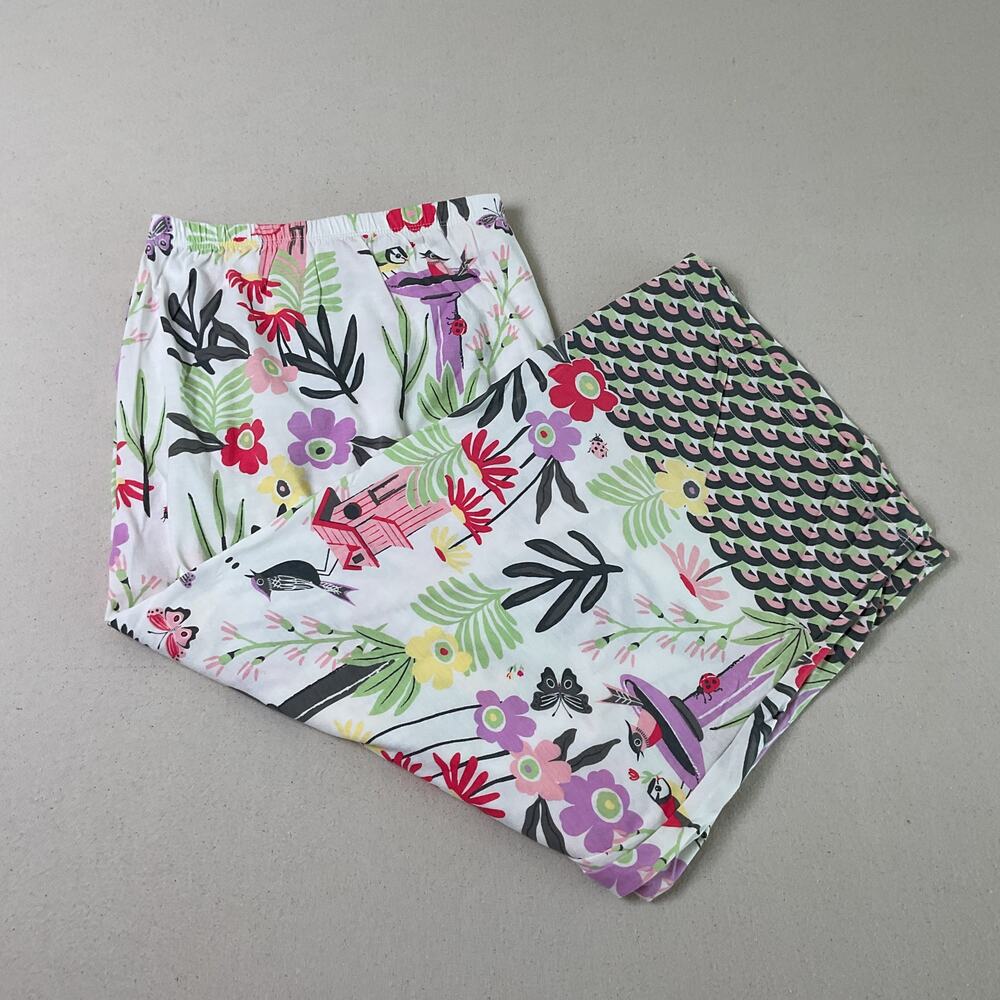 Hue Womens Size 3X Bird And FLoral Print Classic Pajama Cropped Pants